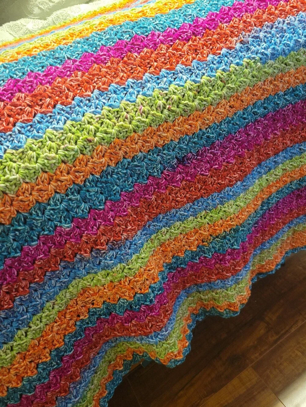 Throw Blanket, Crochet Ombre Striped Blanket, 40 × 60, Bedding, Colorful